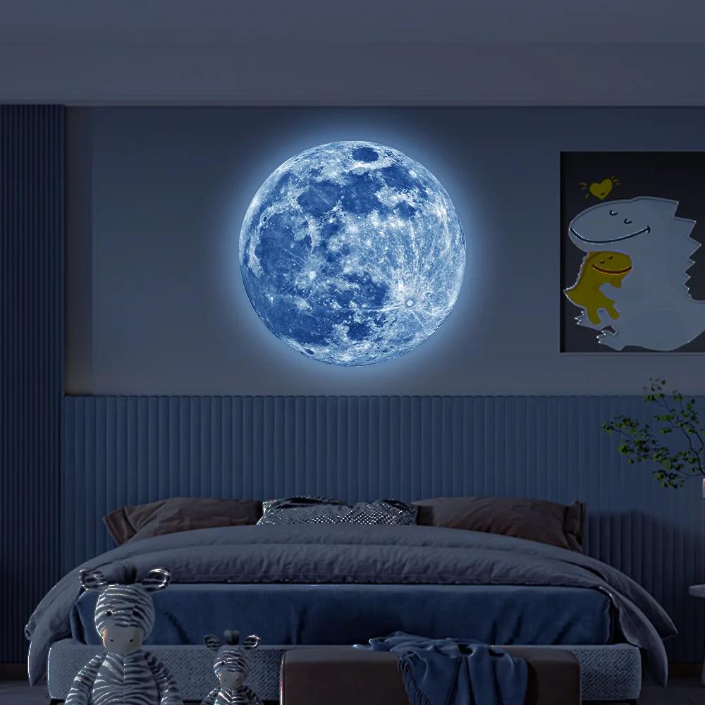 5-30cm Luminous 3D Moon Wall Stickers For Kids Baby Room Bedroom Decoration Living Room Home Decals Glow In The Dark Wallpaper