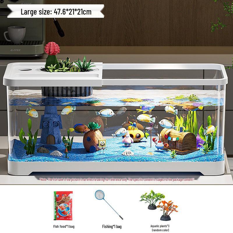 Premium Desktop Aquarium with Ecological Filtration and Oxygenation - High Transparency Fish and Turtle Tank for Home or Office