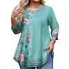 Top Moda da Donna Stampa Floreale Taglie Forti Manica 3/4 Orlo Arrotondato Girocollo