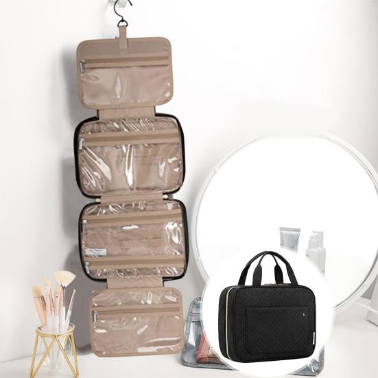 BAGSMART Beauty case da viaggio da donna borsa da viaggio con grande apertura, accessorio da viaggio, Colore: rosa
