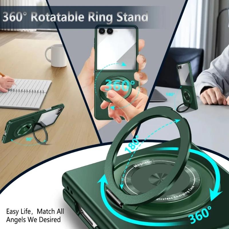 360 Rotating Magnetic Ring Holder for Samsung Z Flip 7 6 4 3 Shockproof Kickstand Phone Case for Galaxy ZFlip7se Flip6