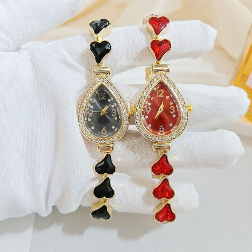 Fashion Accessory Heart Bracelet Watch Waterdrop Shaped Case Women's Quartz Watch  Daily Use