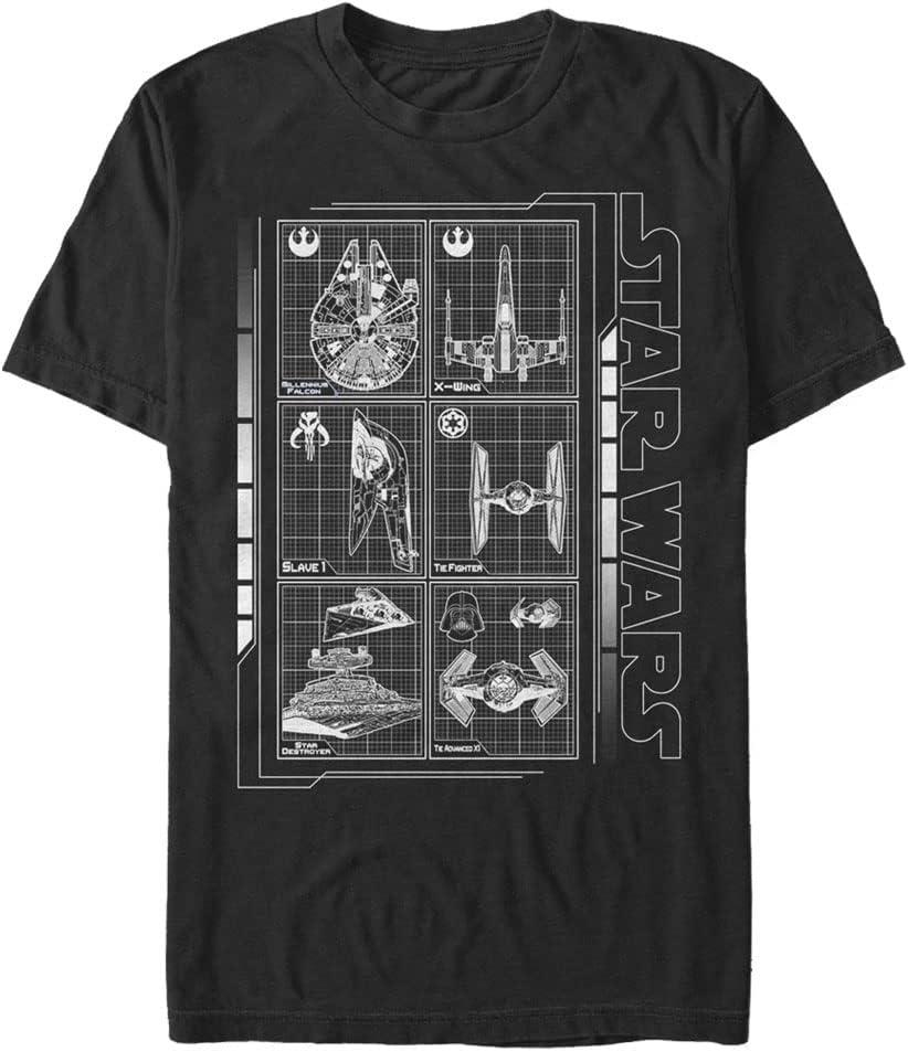 STAR WARS Duże i wysokie Okręty Wojenne Męskie Koszulki z Krótkim Rękawem