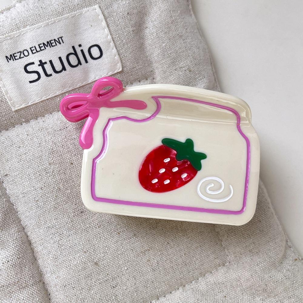 Sweet Cartoon Hair Claw Cute Acetic Acid Shark Clip Kawaii Strawberry Grab Clamps  Travel