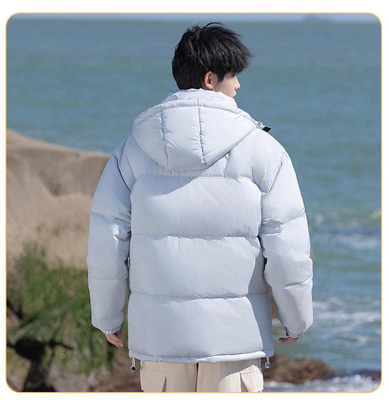 Cross-border E-commerce Fashion Couple's Short Down Jacket - White Duck Down, Windproof, Warm, Thick, Stand Collar, Winter Style