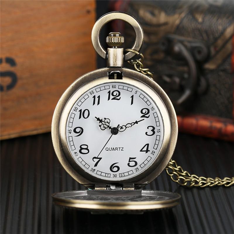 Vintage Bronze Navy Quartz Pocke with Necklace Chain Cool Pendant Clock Commemorative Collection Gift for Men Male Kids Watches