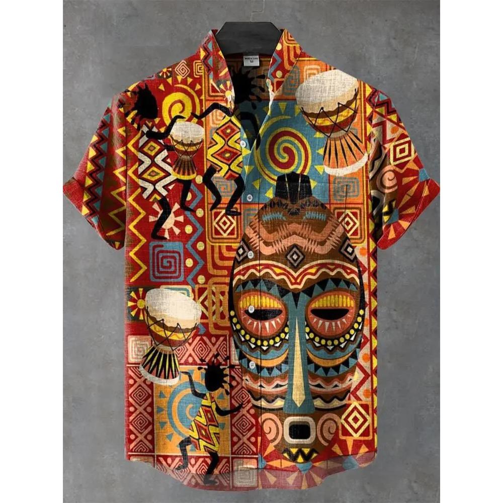 Camicia Estiva da Uomo a Maniche Corte con Stampa 3D, Camicia Casual da Uomo Street Hip-hop a Maniche Corte