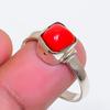 Natural Italian Red Coral Gemstone 925 Sterling Silver Jewelry Ring Size 9 ZS-1798