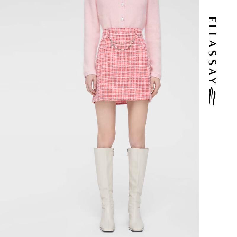 ELLASSAY Chic Plaid Chain Mini Skirt