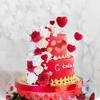Valentine's Day Cake Topper Roses Sweet Love Heart Valentine's Day Theme Birthday Party Cake Decorations Supplies for Wedding