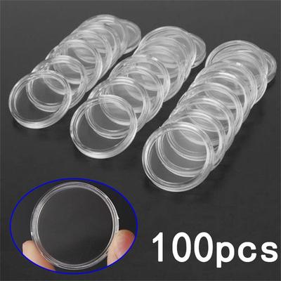 100Pcs Clear Coin Holder Capsules for Safe Keeping and Collection Display
