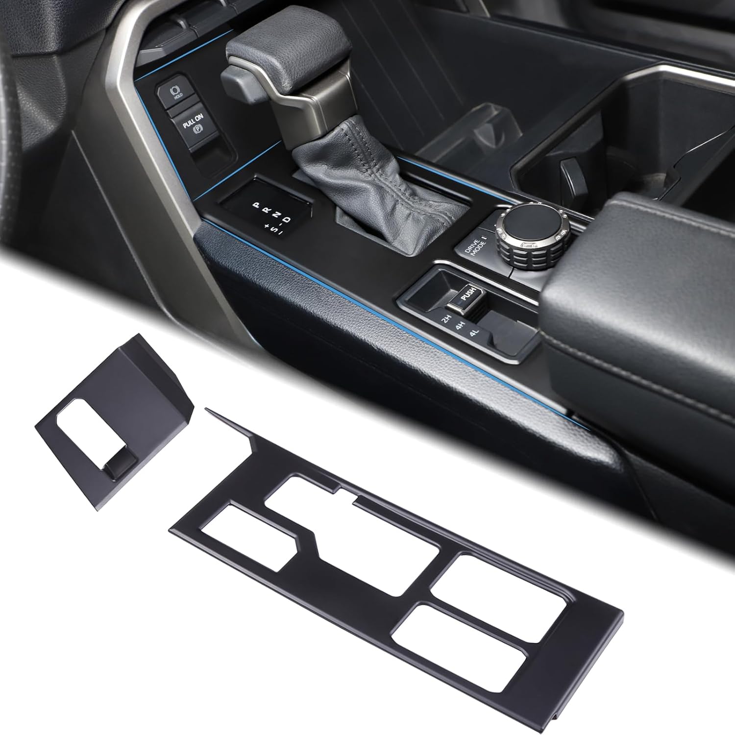 

2PCS Central Control Gear Shift Panel Trim Cover Compatible with Toyota Tundra 2022+ Sequoia 2023+ Center Console Electronic Handbrake Button Panel With 4WD матовый черный