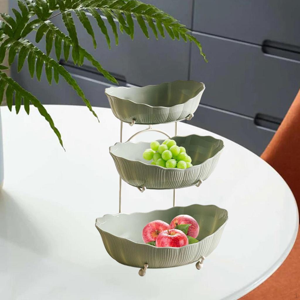 Tiered Fruit Bowl Basket Display Stand Dessert Cupcake Plate Platter Bread Vegetable Holder Serving