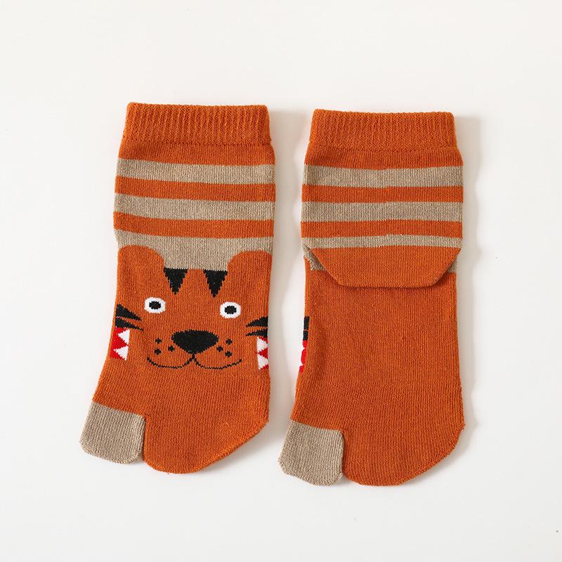 5 Pairs New Style Children Two Toed Tabi Socks for Kids Boys Girls Student Cartoon Animal Pure Cotton Soft Split Thumb Toe Socks
