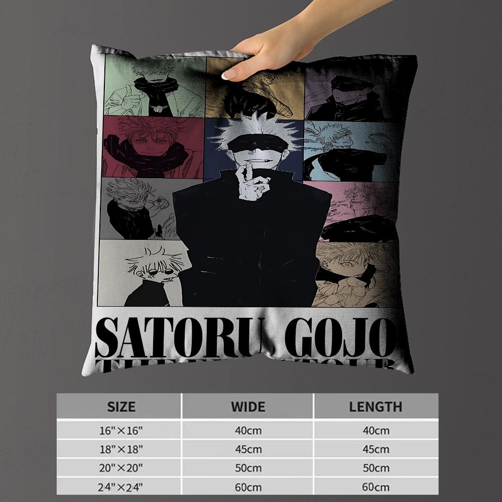 Satoru Gojo Anime Pillow Covers Cartoon Sofa Decorative Home Double-Sided Printing Short Plush Cute Cushion Cover