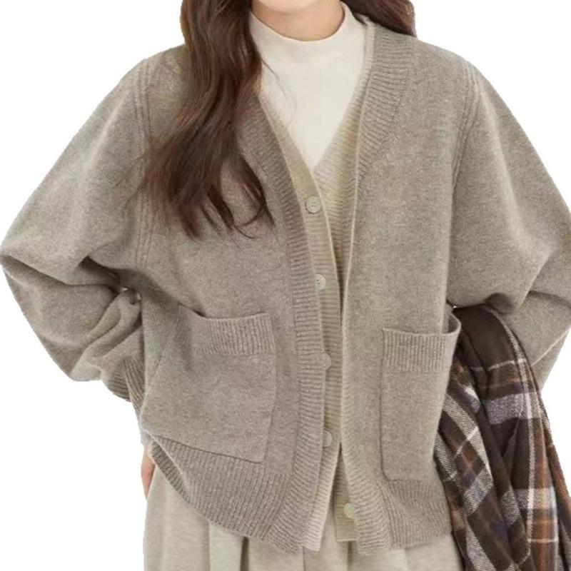 Fake Two-piece Design Sense Knitted Cardigan Sweater Women's Spring and Autumn New Niche Casual Loose Coat Top