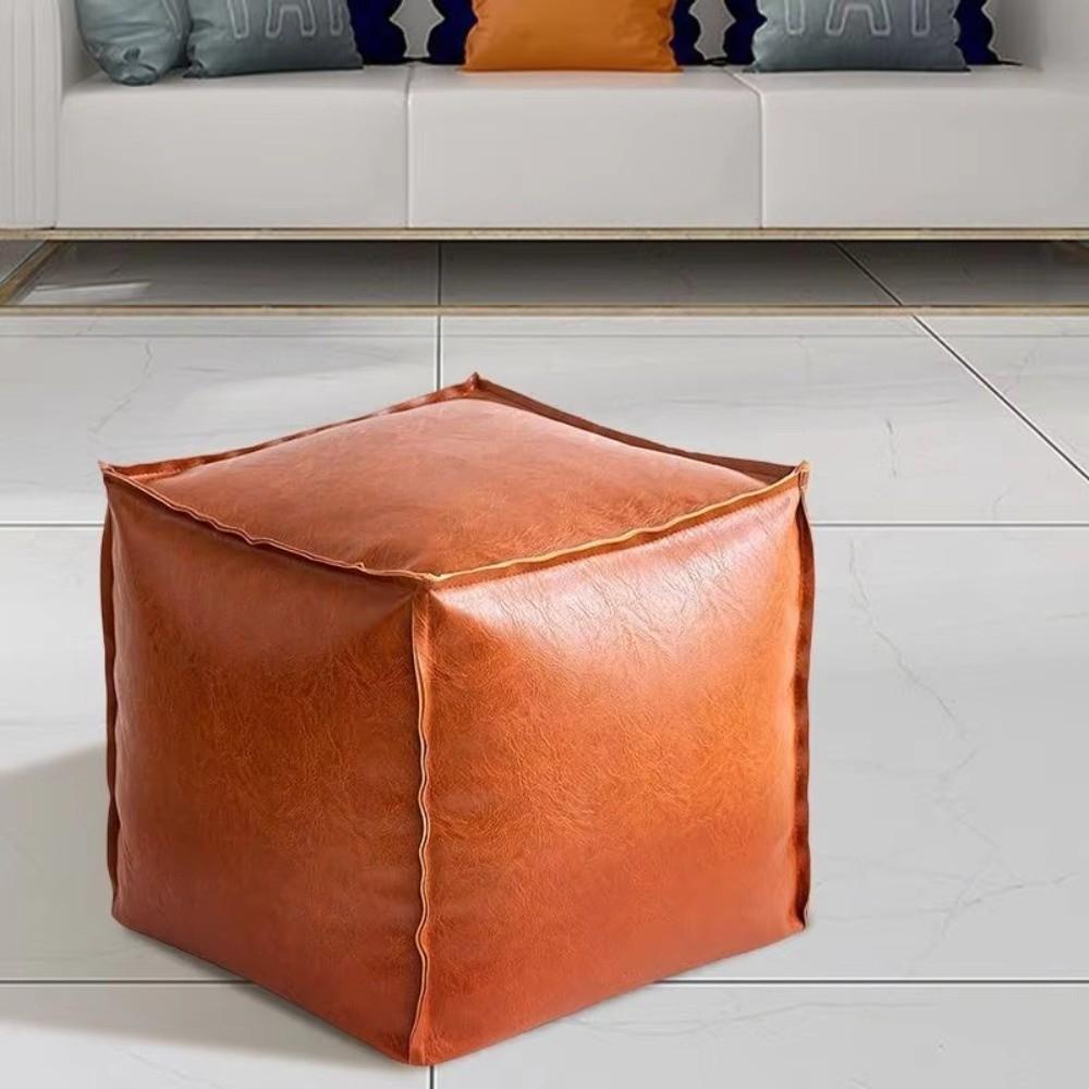 Modny Kostka do przechowywania ze skóry PU z nogami, antypoślizgowy, krzesło do przechowywania ubrań, duża pojemność, minimalistyczny puf do przechowywania, salon