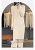 Women's V-Neck Cable Knit Wool Dress - Slimming Over-the-Knee Style with Long Sleeves and Slit for Autumn/Winter