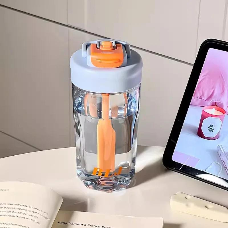 570/700ml Cute Water Bottle Sport Tumbler For Girls Kids Plastic Aesthetic Ice Hot Coffee Tea Juice Cup School Drinking Bottle