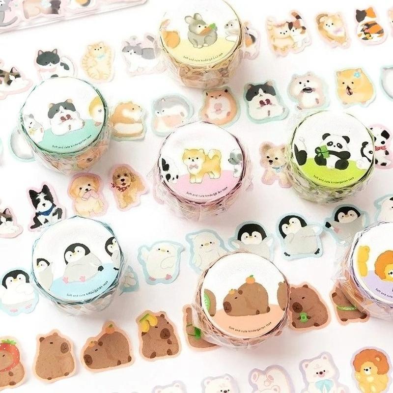 100pcs Soft and Cute Kindergarten Collage Tape Special Cartoon Animal Elements Hand  DIY Handbook Decoration Stickers