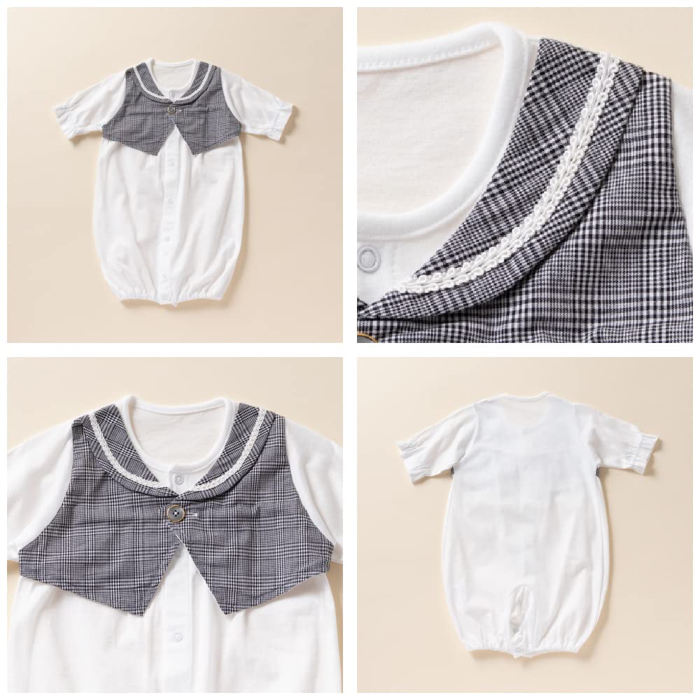 Cream De Coco Cotton Jersey with Interchangeable Crotch Suitable for Newborns and Made In Sizes Tuxedo-Style Two-Way All-in-One (2-Way) Snaps, Babies,