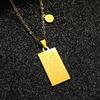 Stainless Steel Zodiac Tarot Card Necklace - Retro Square Pendant Clavicle Chain for Women