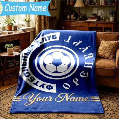 Custom Name Football Club Orenburg Emblem Blanket Bedding Blanket for Women Men, Soft Throw Blankets for Couch,Bed, Picnic, Christmas Gifts