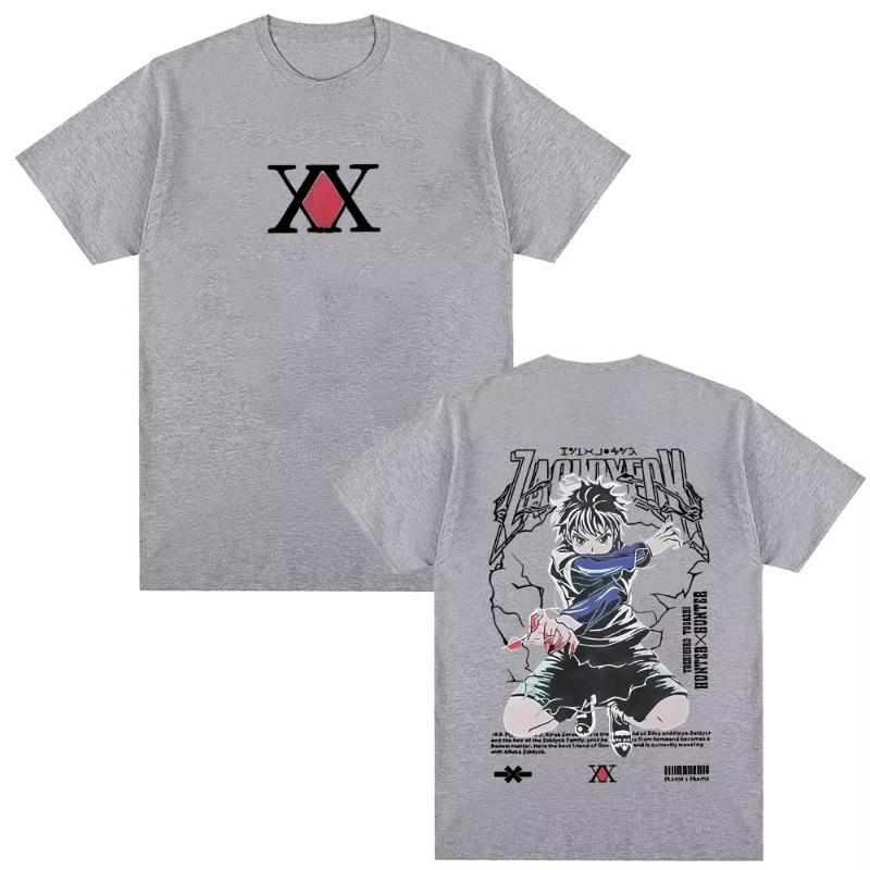 Anime Hunter X Hunter Graphic Tshirt Killua Zoldyck Double Sided Print T Shirts Men Women Casual Oversized Crewneck Tshirts