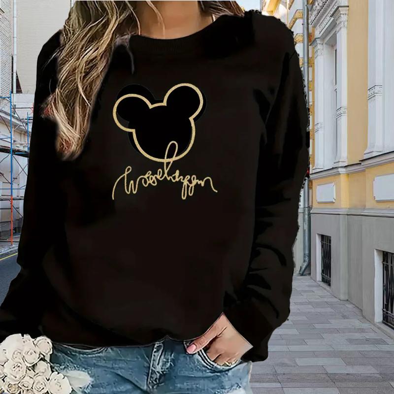 Tops For Women Animal Face Print Round Neck Long Sleeve T-shirt Fall Casual Slim Pullover Women's Long Sleeve Top