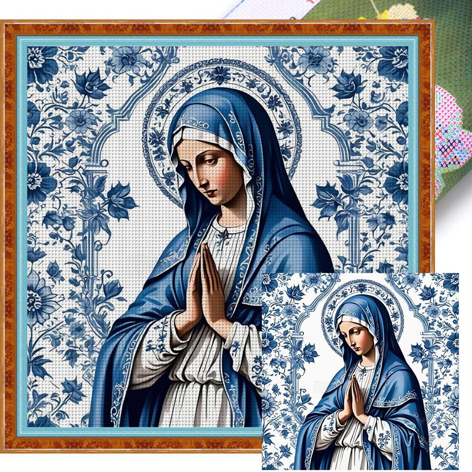 Полная вышивка хлопковой нитью 14CT Печатный сине-белый набор для вышивки крестом