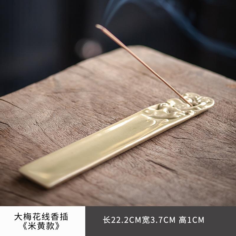 Creative Plum Blossom Ceramic Thread Incense Holder Agarwood Sandalwood Burner Zen Long Censer Burner Desktop Decoration Crafts