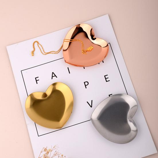 Jewelry Tray Polished Mirror Surface Stainless Steel Heart Shape Ring Necklace Earrings Display Dish Household Supplies
