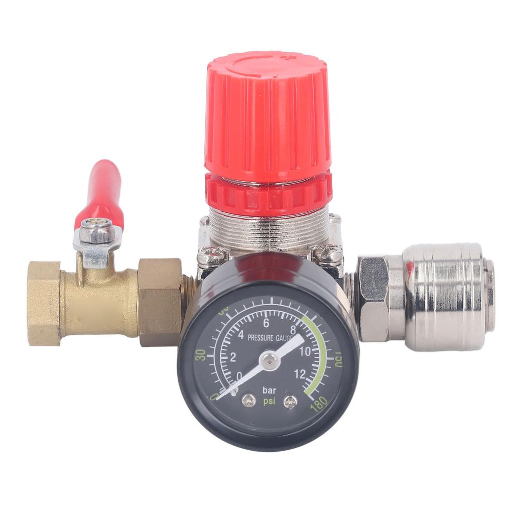 Regulator Kit with Gauge 4 Way Valve 0‑180 PSI European for Pneumatic Tools
