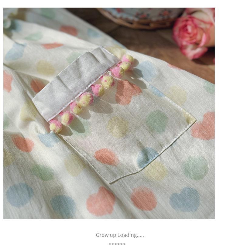 2026 Summer Girls' Colorful Polka Dot Dress with Korean Style Ruffle Collar