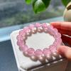 New Classic Natural Pink Crystal Bracelet, High-Quality Hibiscus Stone, Sweet Girl's Peach Blossom Pink Crystal Bead Bracelet