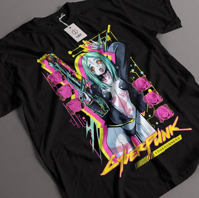Anime Cyberpunk Rebecca Schwarzes T-Shirt Größe S - 5XL Unisex T-Shirt