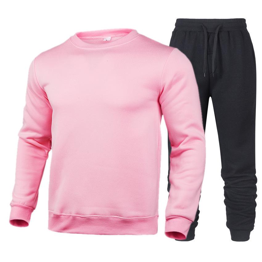 Unisex Fleece-Lined Round Neck Sports Sweatshirt Set