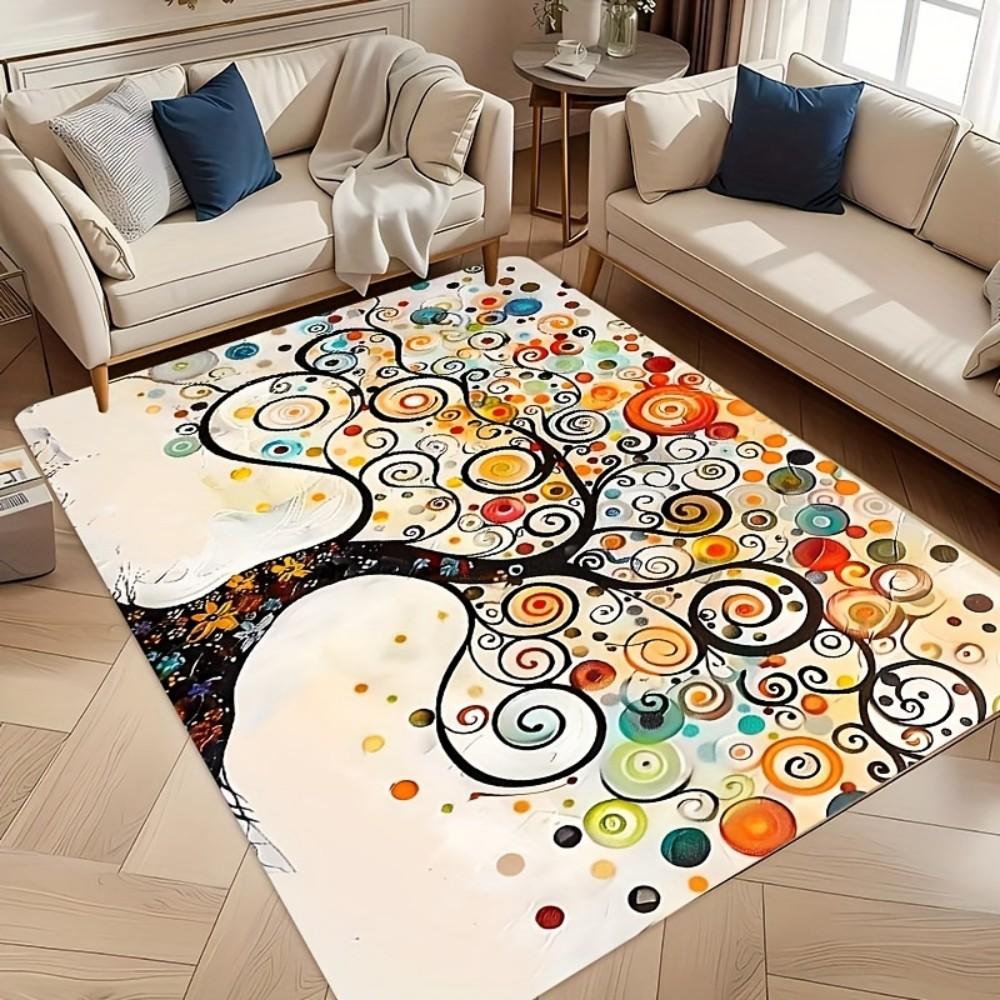 Vibrant Tree of Life Rug Bedroom, Living Room, Study, Entryway Decor Door Mat, Soft Comfortable Floor Mat Home Decor