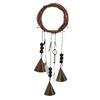 Witch Wind Bell Door Hanger Blessing Door Decoration Witch Wind Bell for Living Room Type 1(Iron and Rattan)