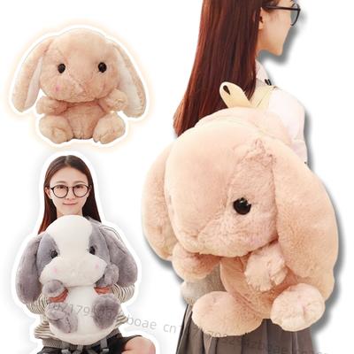 50cm Super Soft Long Hair Rabbit Plush Backpack High Quality Simulation Bunny Schoolbag Doll Christmas Gift for Girls