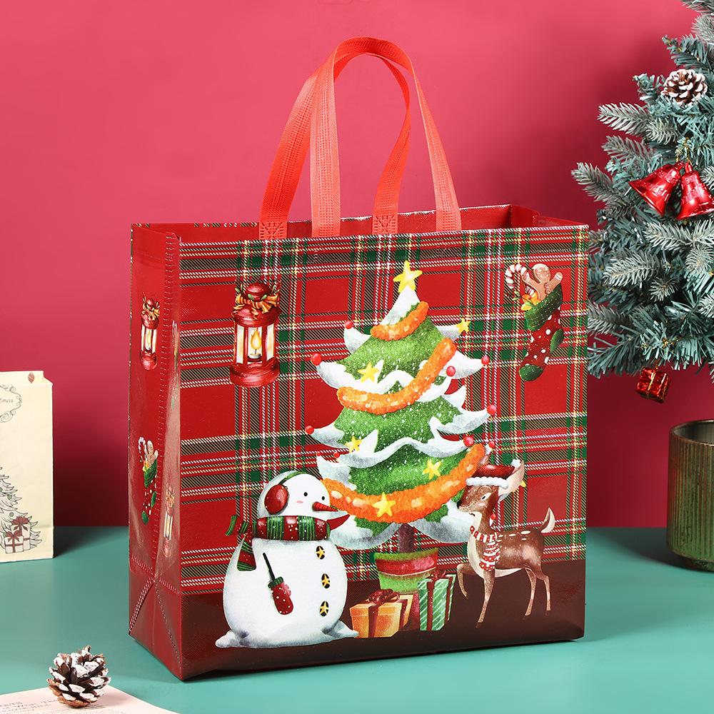 

Великий Різдвяний Пакет для Покупок з Ручкою Нетканий Багаторазовий Святковий Пакет для Пакування Подарунків