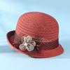Knit Summer Sun Hat With Floral Pattern And Short Brim For Womens Fashion