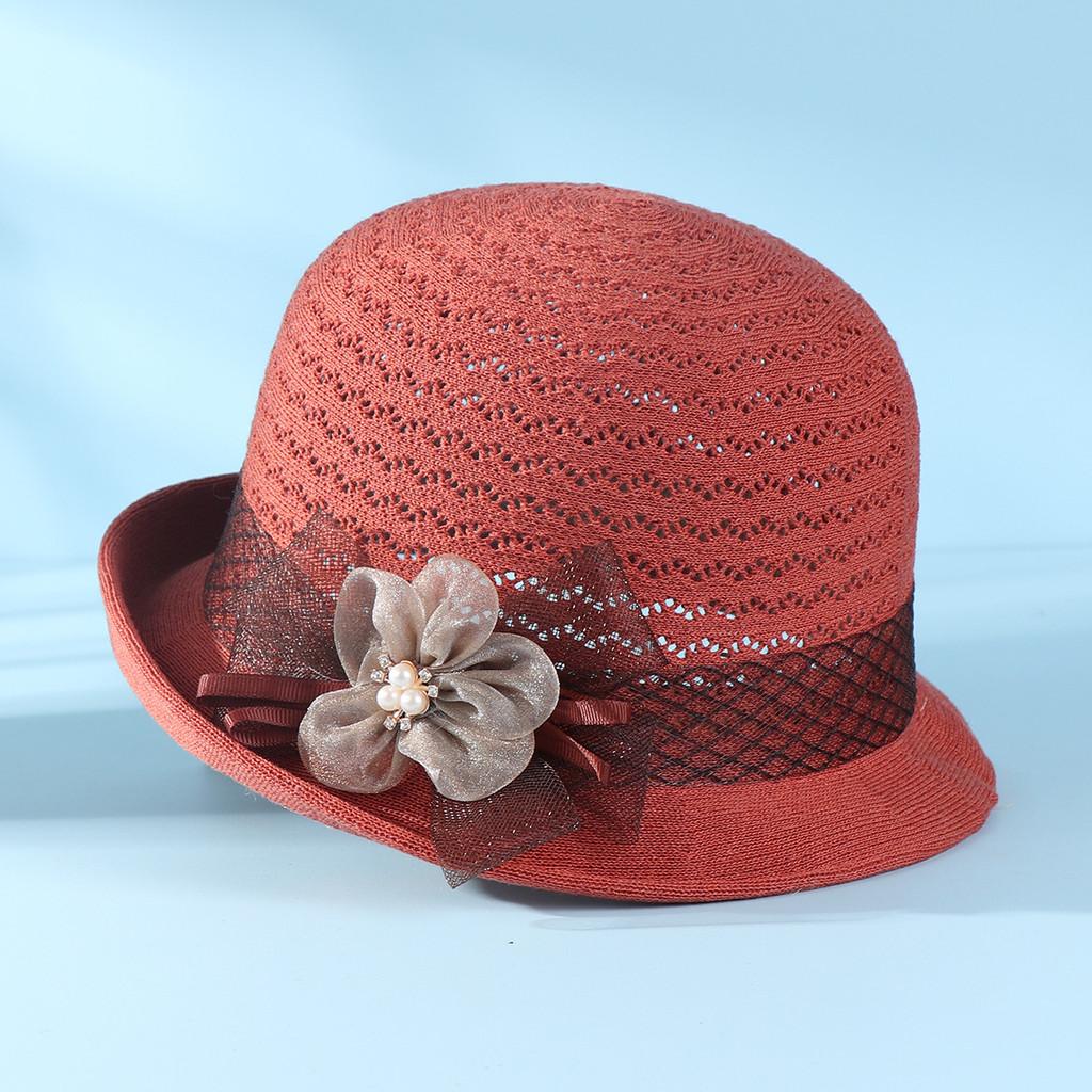 Knit Summer Sun Hat With Floral Pattern And Short Brim For Womens Fashion