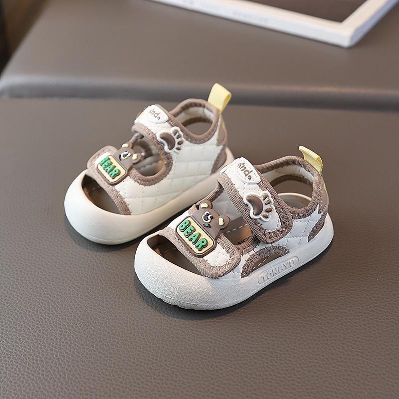 

Летняя детская обувь для девочек, пляжные туфли с мягкой подошвой, закрытые сандалии, мальчишеская обувь для ходьбы на липучках, 1-3 года 16 хаки