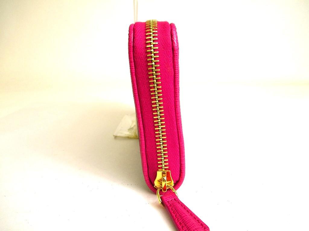 Authentic FENDI Zucca Khaki Canvas Shocking Pink Leather Round Zip Long Wallet #a221  Refurbished
