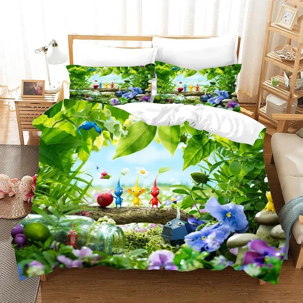 3D Pikmin Bettwäsche-Sets Bettbezug-Set mit Kissenbezug Twin Full Queen King Bettwäsche Bettbezug