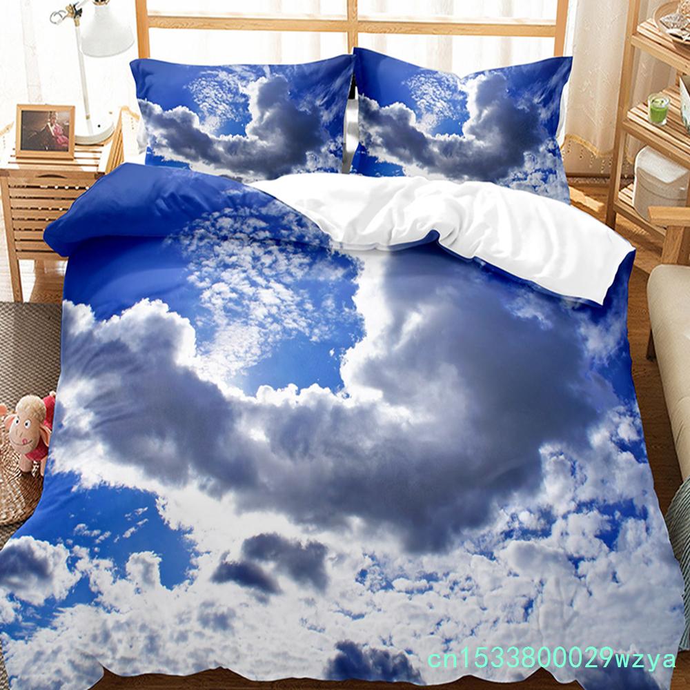 White Cloud Duvet Cover Set Comforter Cover Twin Full King Size For Kids Teens Adults Bedroom Decor Bedding Set With Pillowcase