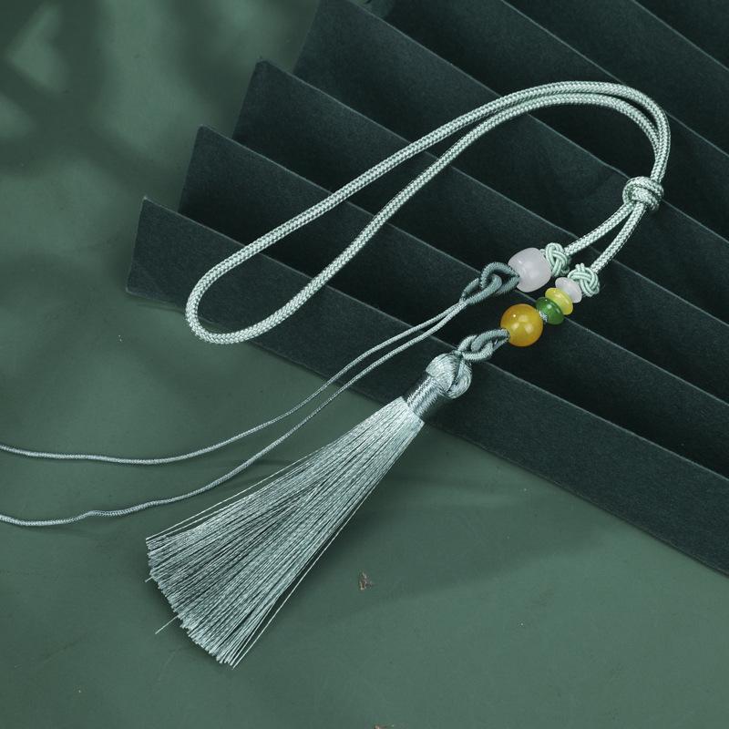 Exquisite Pearl and Jade Tassel Ornament with Pull Ring