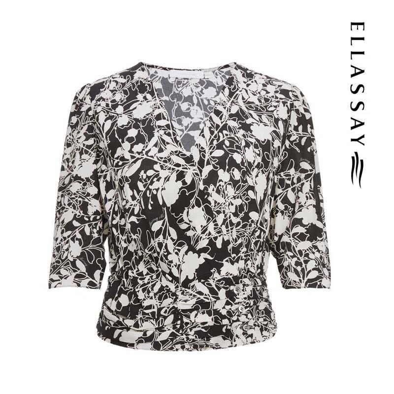 ELLASSAY Mulberry Silk Elegant V-Neck Blouse