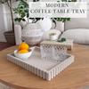 Round Rectangle Decorative Tray Multi-purpose Jewelry Trinket Holder Organizer Storage Serving Tray Living Room Kitchen Counter Coffee Centerpiece
